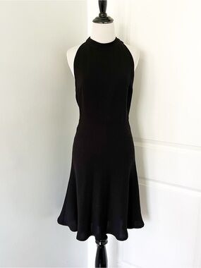 Theory Black Halter Bow Back Neck Mini Dress - Size 2